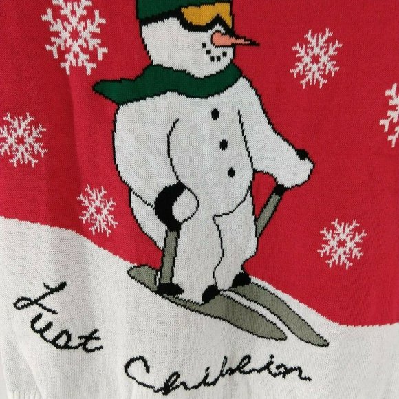 Ugly Christmas Sweater Snowman Red White Small - Picture 3 of 4
